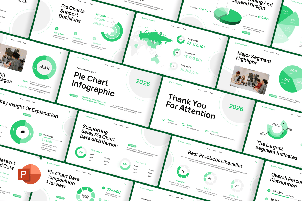Template Presentasi PowerPoint Infografis Diagram Lingkaran yang Menarik