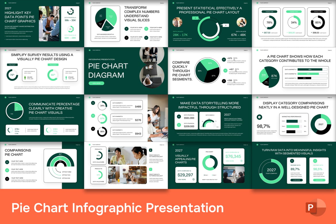 Template Presentasi Infografis Diagram Lingkaran yang Menarik