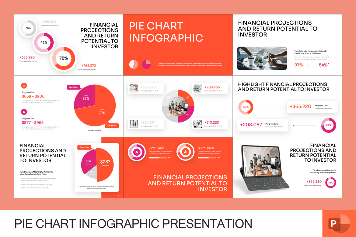 Template Presentasi Infografis Diagram Lingkaran yang Menarik