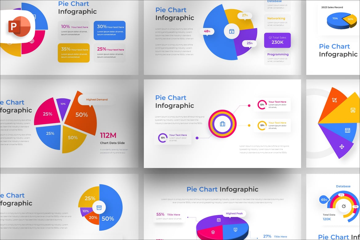 Template Presentasi Infografis Diagram Lingkaran PowerPoint yang Menarik