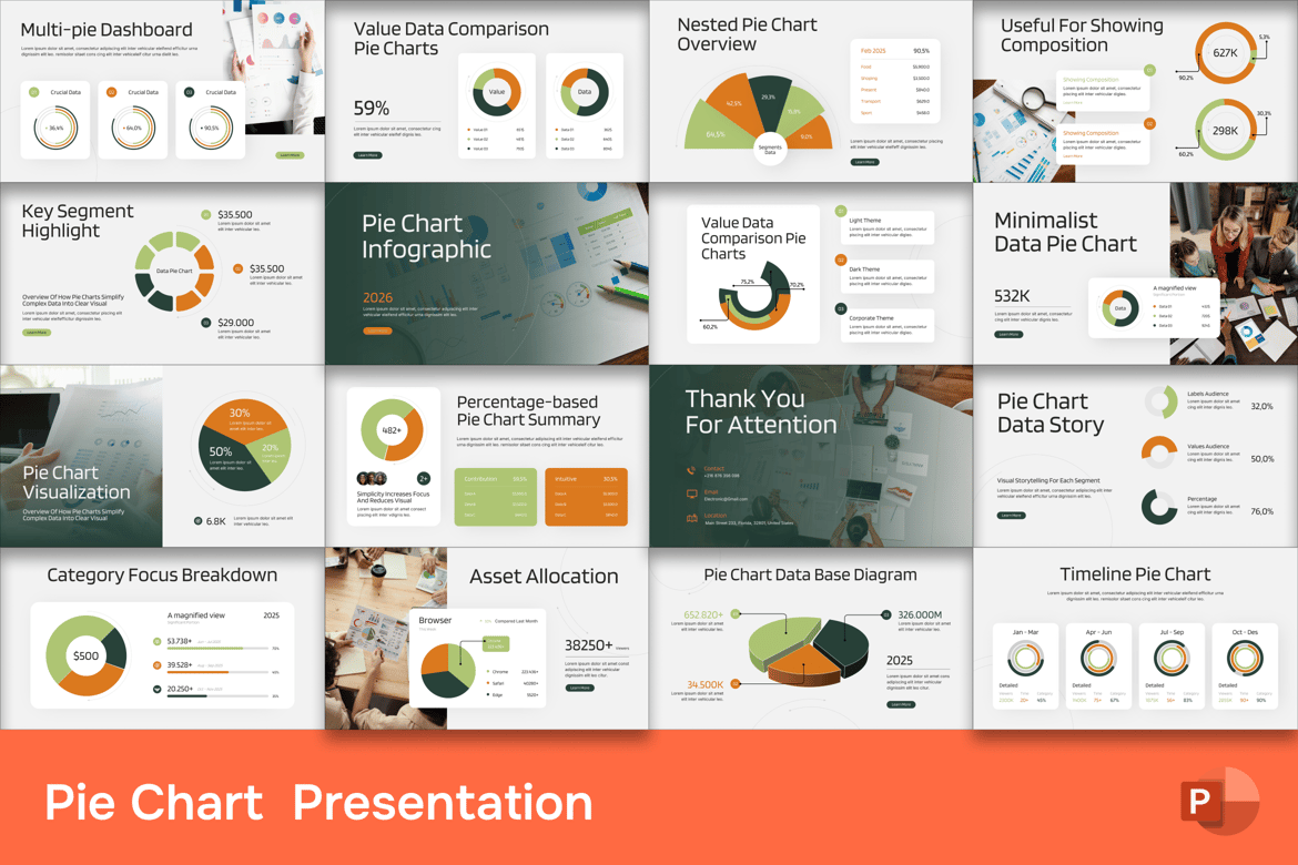 Template PowerPoint Diagram Lingkaran yang Menarik