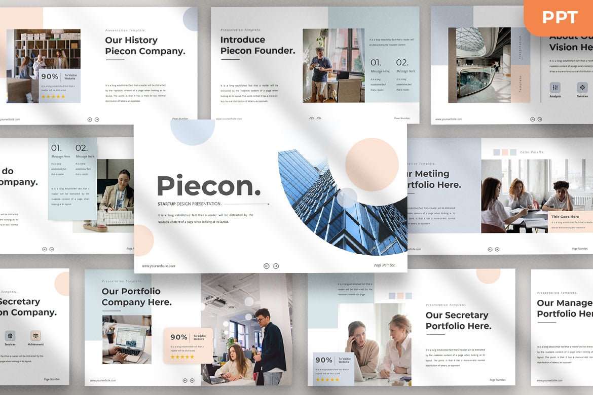 Template Presentasi Powerpoint Piecon untuk Startup yang Menarik
