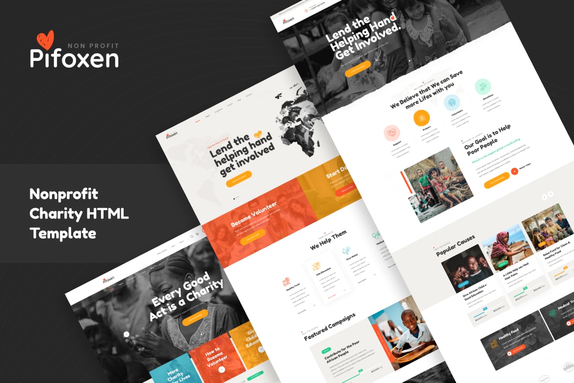 Pifoxen - Template Website Amal Non-Profit yang Profesional dan Modern