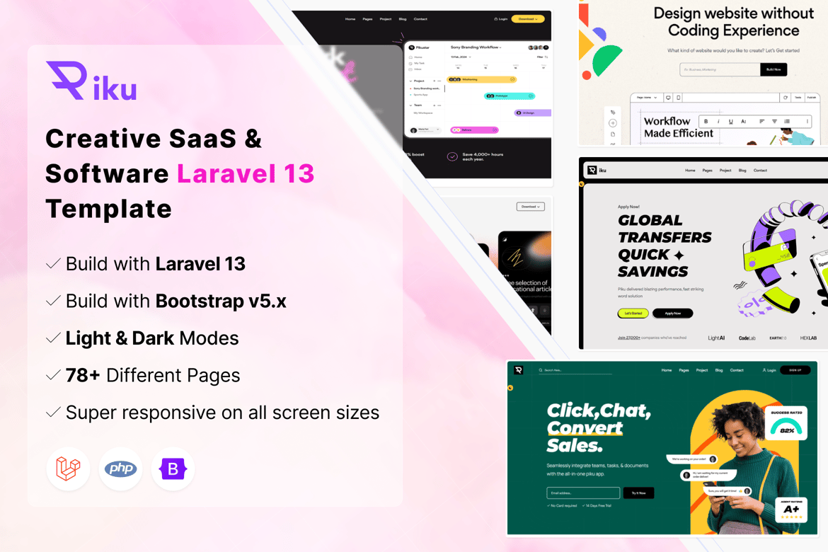 Piku - Template Website SaaS & Software Laravel Modern