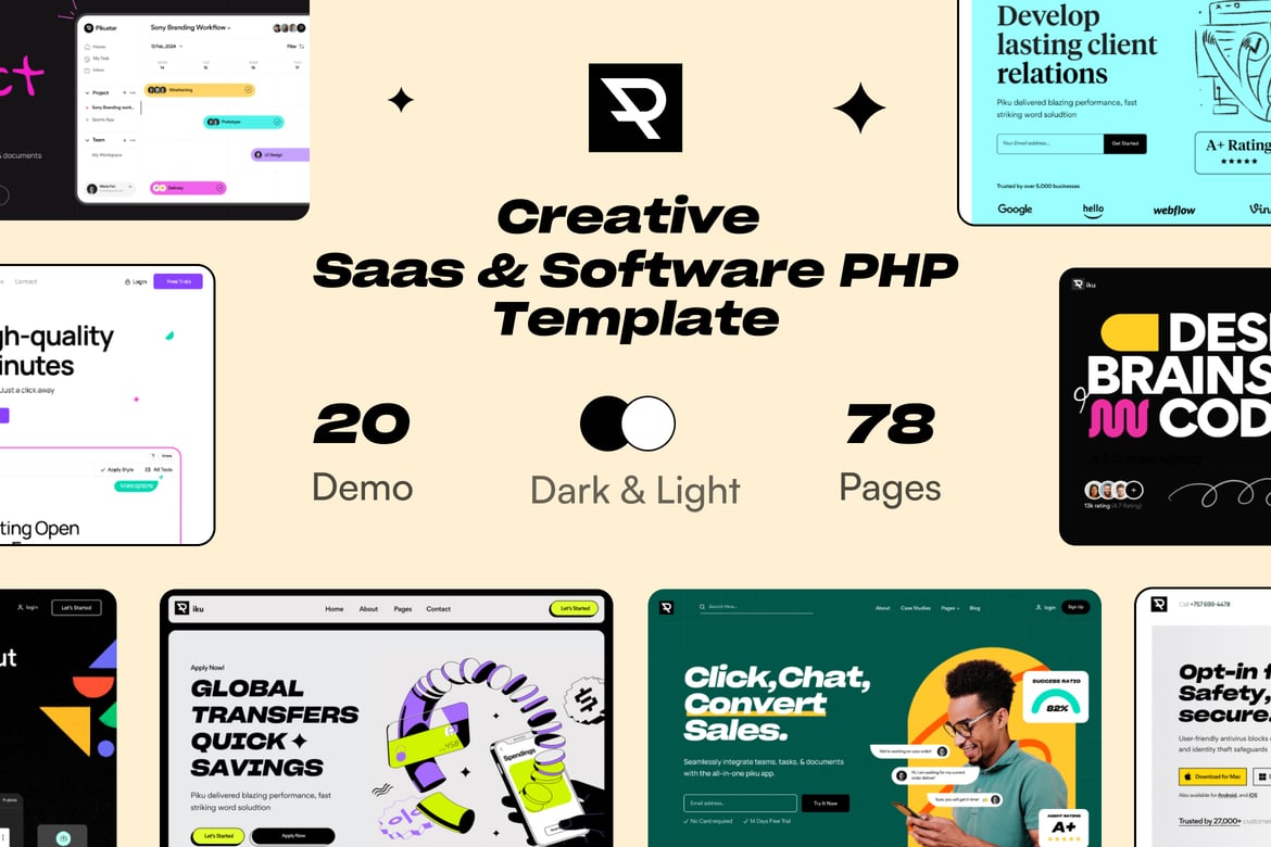 Piku - Template Website PHP Kreatif untuk SaaS dan Software
