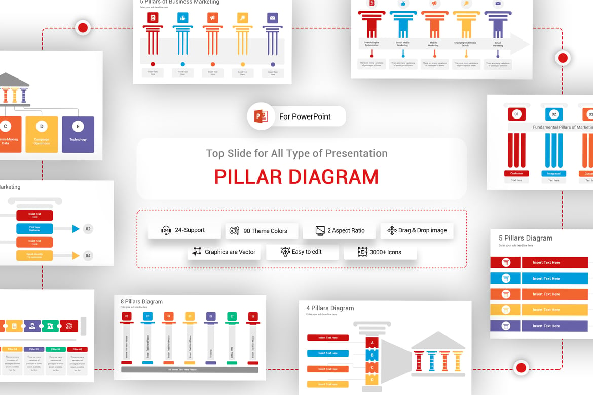Template PowerPoint Diagram Pilar yang Menarik dan Profesional