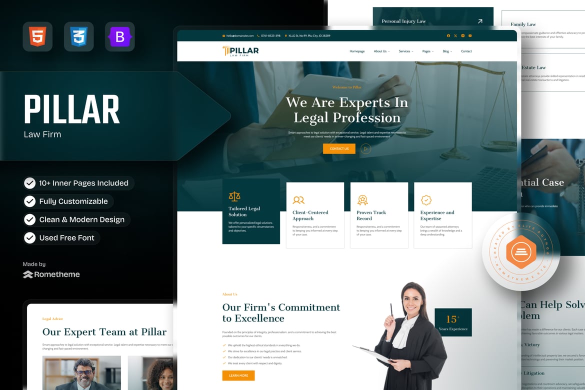 Pillar - Template Website Modern untuk Pengacara & Pengacara