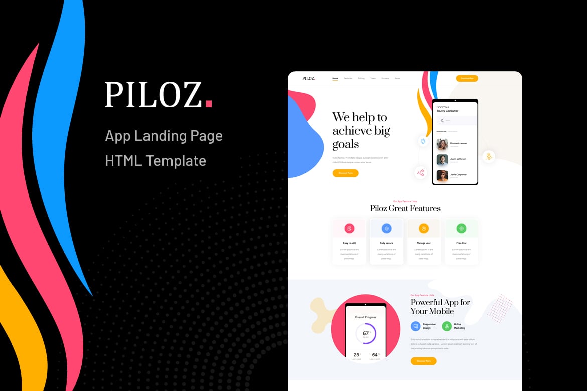 Piloz - Template Website Landing Page Aplikasi yang Menarik