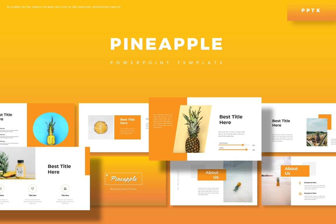 Template PowerPoint Nanas - Solusi Presentasi Kreatif Anda