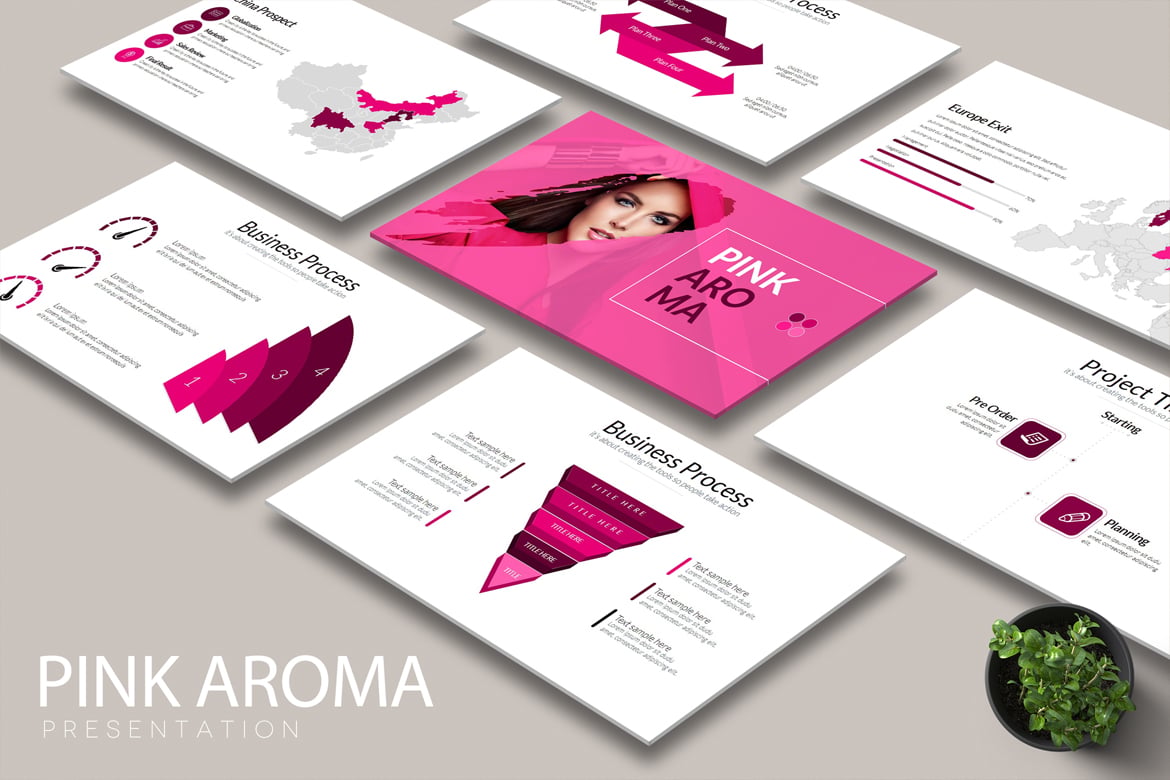 Template Powerpoint PINK AROMA yang Menarik dan Kreatif