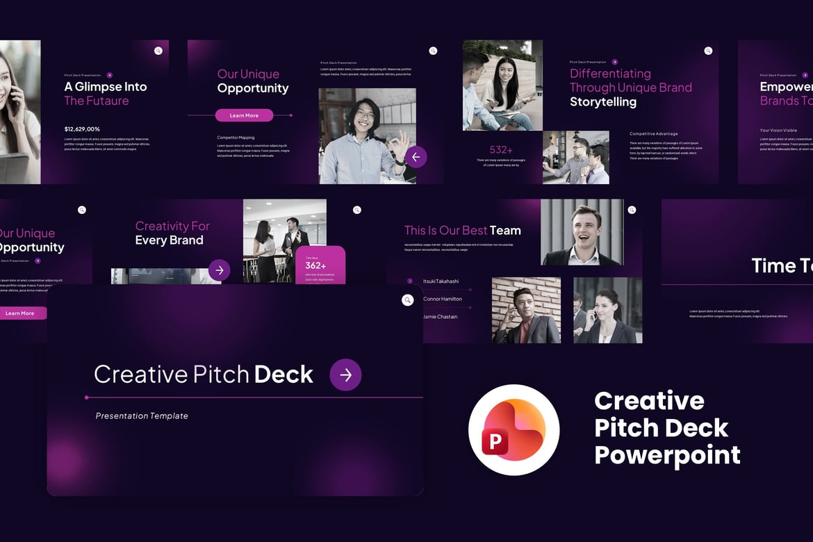 Template Presentasi PowerPoint Kreatif Berwarna Pink