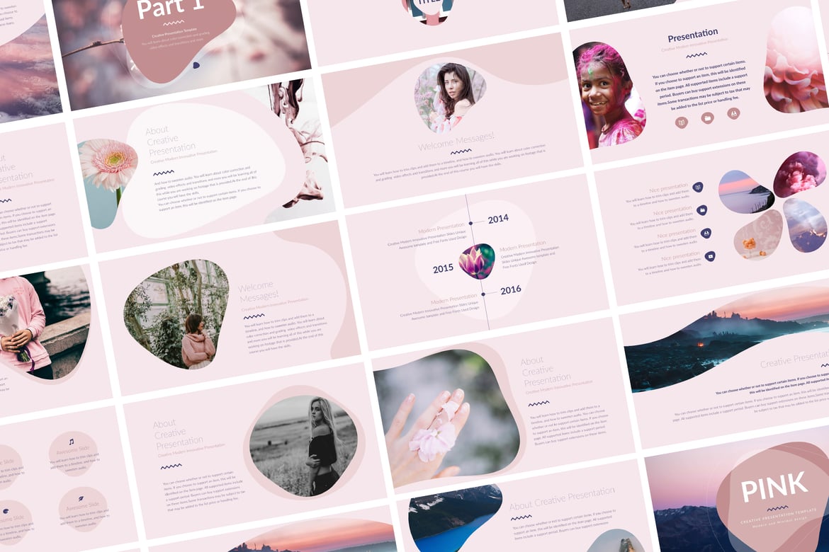 Template PowerPoint Minimalis dan Kreatif Berwarna Pink