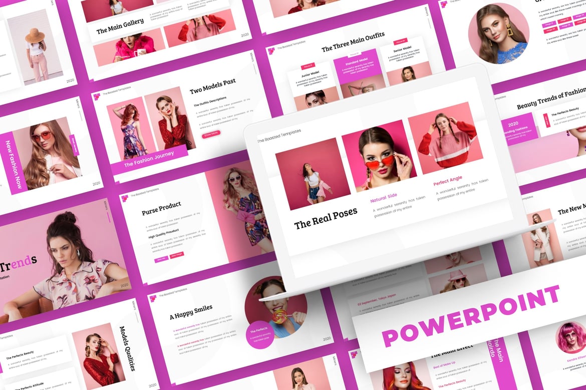 Template Presentasi PowerPoint Pink Trends - Desain Menarik dan Profesional