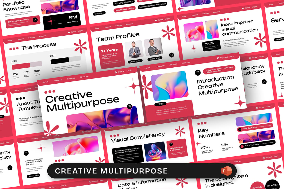 Template Presentasi PowerPoint Kreatif Berwarna Pink dan Putih
