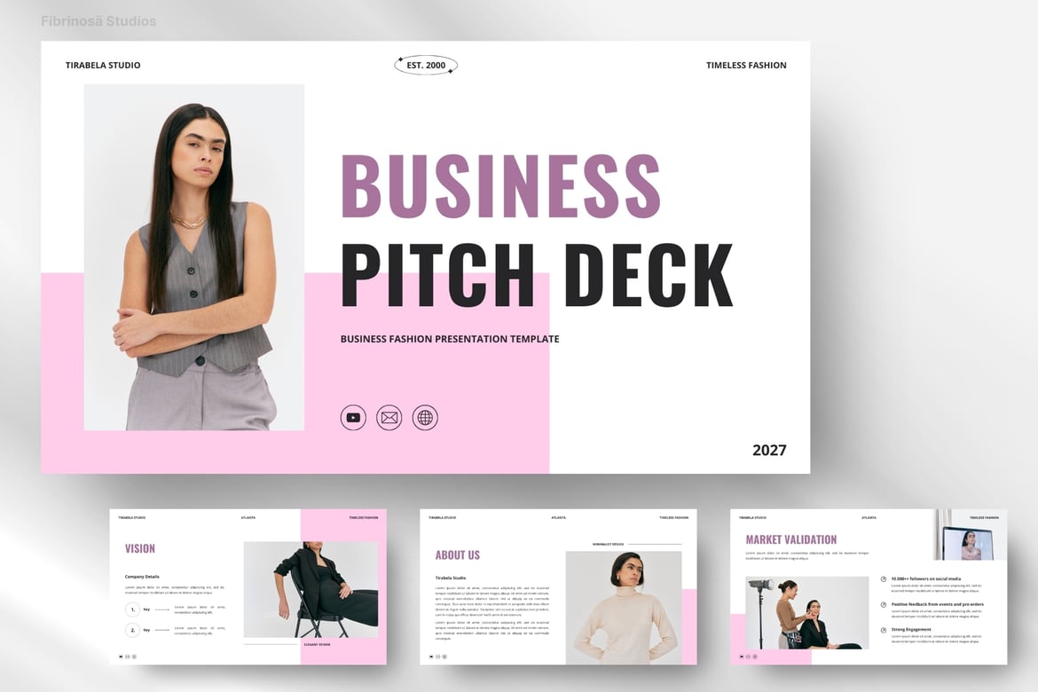 Template Presentasi Pitch Deck Elegan Pink Putih - 112 Slide