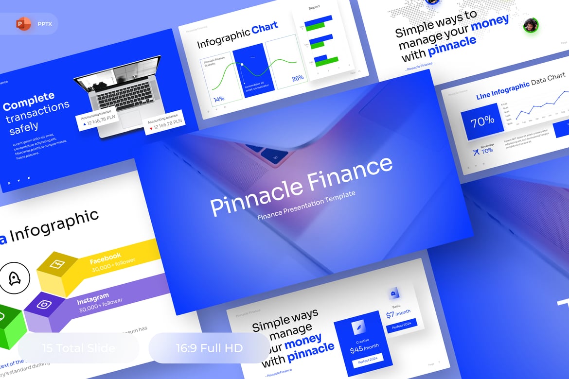 Template PowerPoint Keuangan Pinnacle yang Menarik dan Profesional