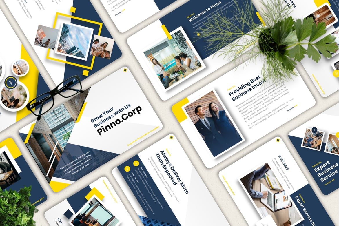 Pinno - Template Powerpoint Korporat yang Menarik