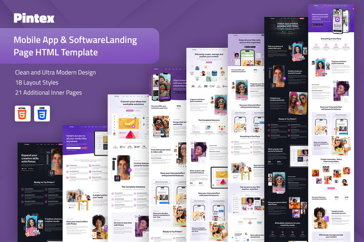 Pintex - Template Website Landing Page untuk Aplikasi dan Software Modern