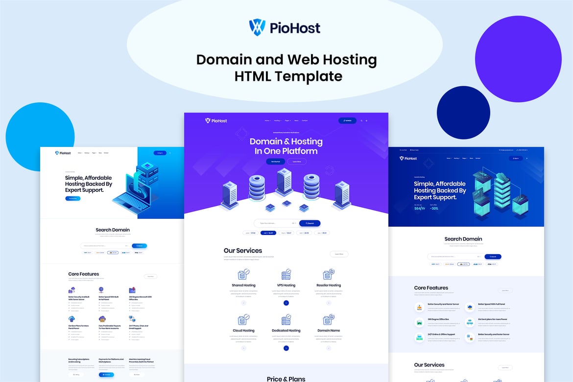 Piohost - Template Website Domain dan Web Hosting Modern