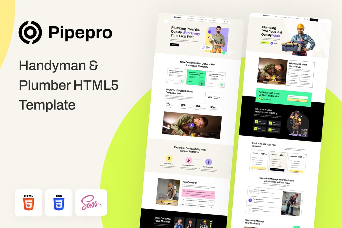 Template Web Pipepro - Solusi Handyman & Tukang Pipa yang Modern dan Elegan