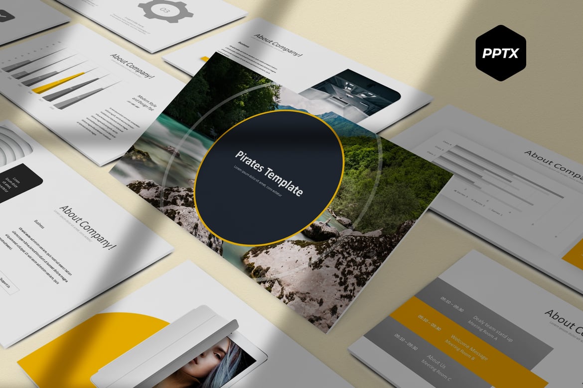 Template Powerpoint Bertema Bajak Laut yang Menarik