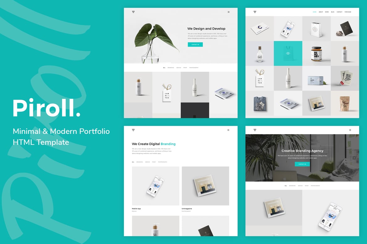 Piroll — Template Website Portfolio Minimalis dan Modern