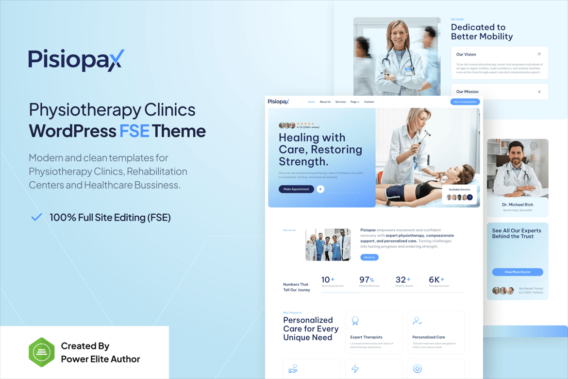 Pisiopax – Tema WordPress Modern untuk Klinik Fisioterapi dan Kesehatan