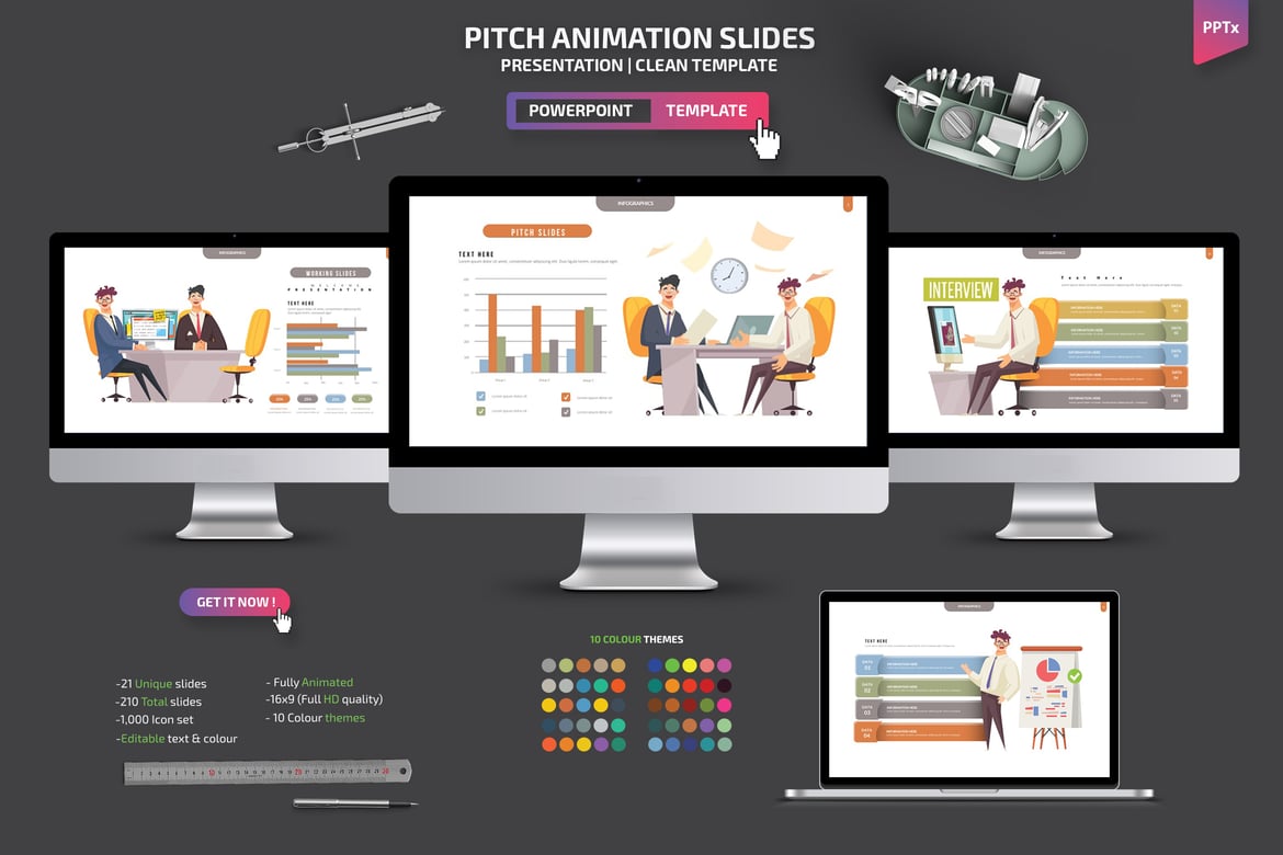 Template Presentasi Powerpoint Animasi untuk Pitch yang Menarik