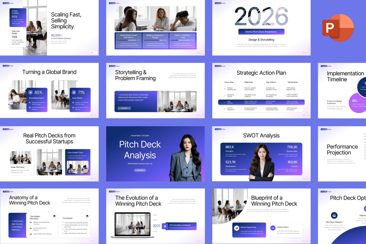 Template PowerPoint Analisis Pitch Deck Profesional