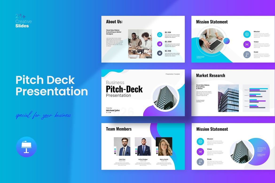 Template Presentasi PowerPoint Pitch Deck Biru Profesional