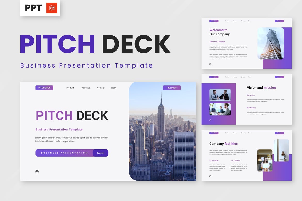Template Presentasi Bisnis - Pitch Deck PowerPoint yang Menarik
