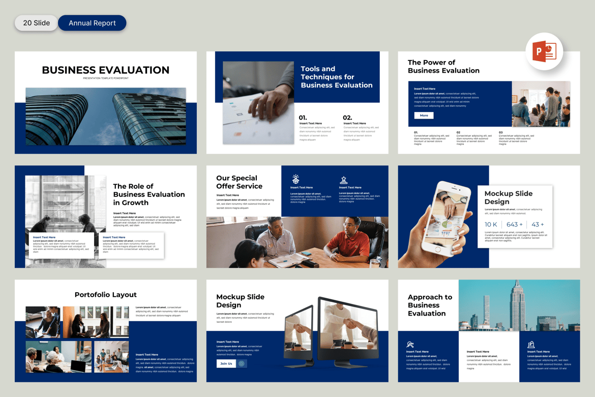 Template Presentasi PowerPoint Evaluasi Bisnis yang Profesional