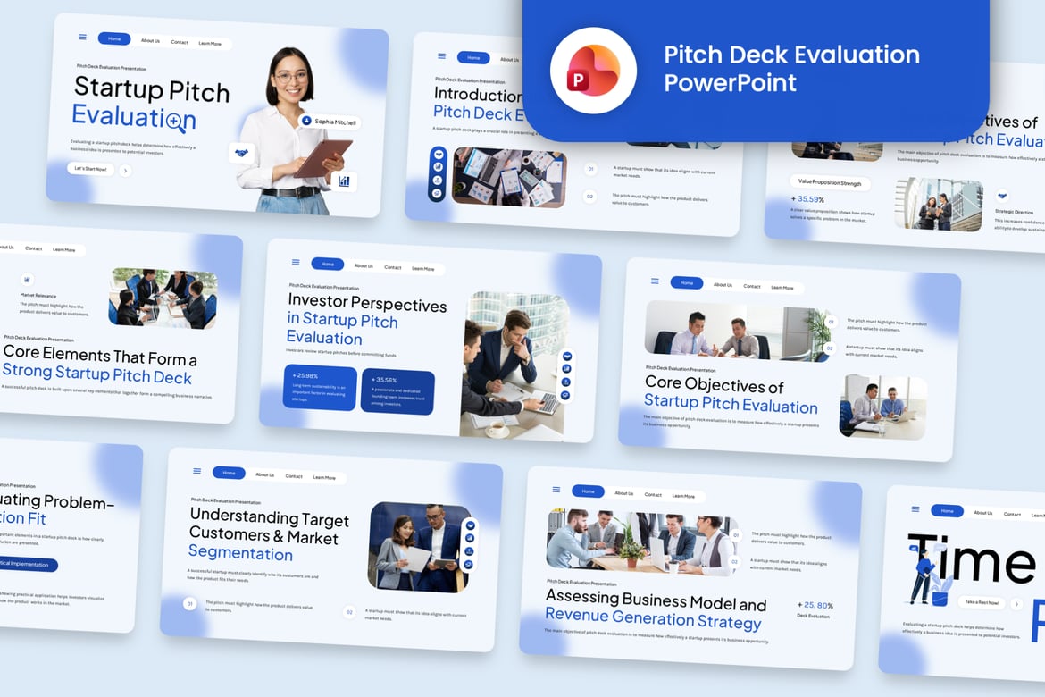 Template Presentasi Evaluasi Pitch Deck yang Kreatif dan Modern