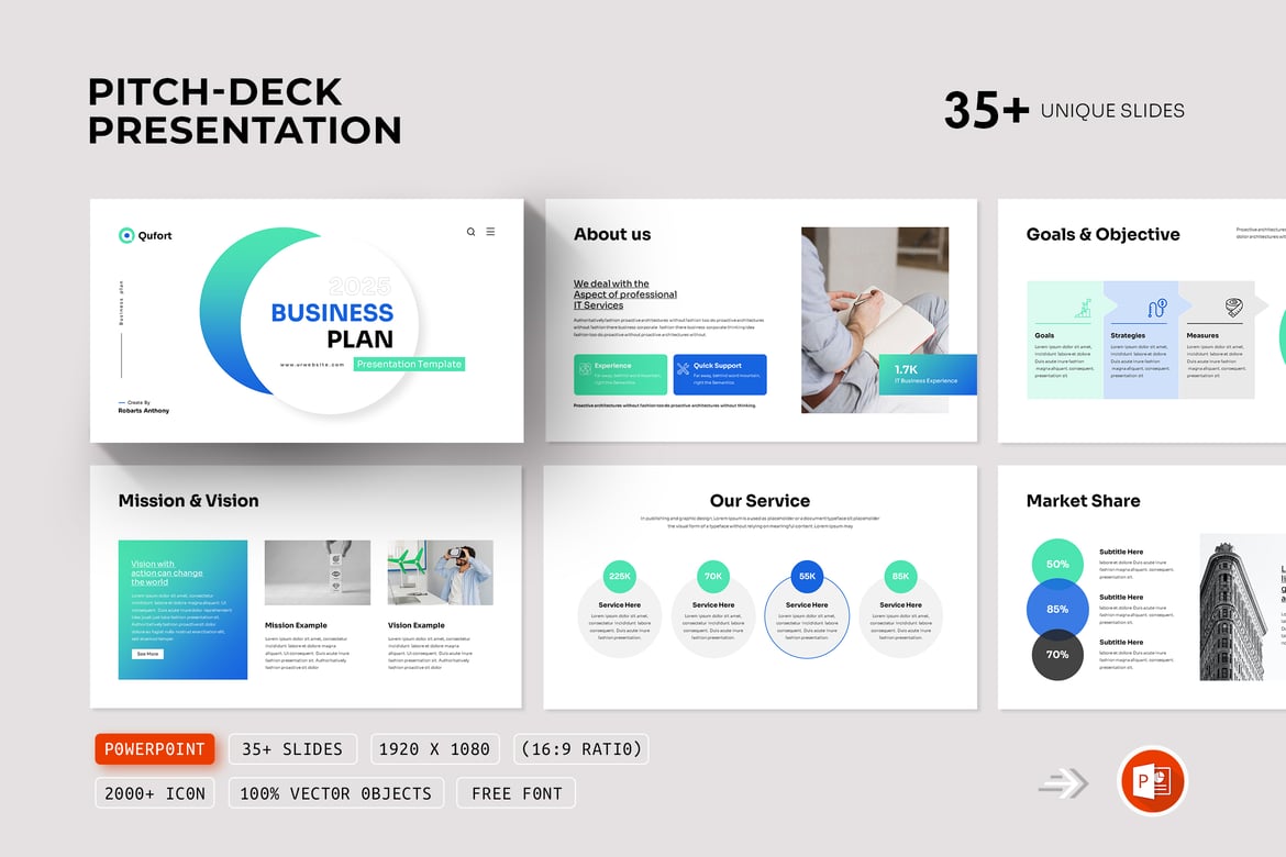 Template Presentasi PowerPoint Pitch-Deck Kreatif dan Menarik