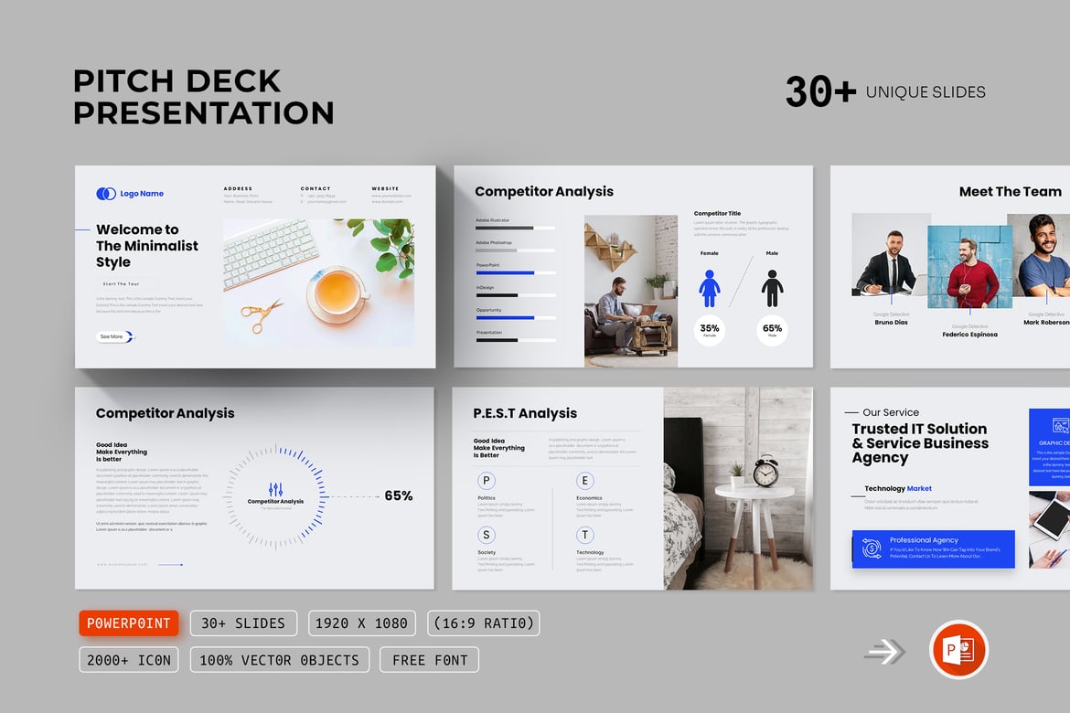 Template Presentasi PowerPoint Pitch-Deck yang Menarik