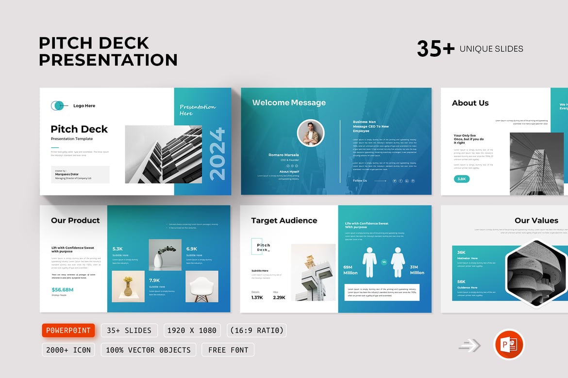 Template Presentasi PowerPoint Pitch Deck Kreatif