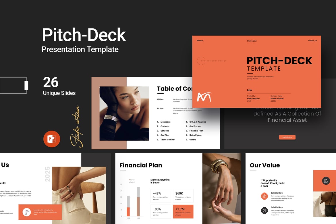 Template Presentasi Pitch Deck PowerPoint yang Modern dan Profesional