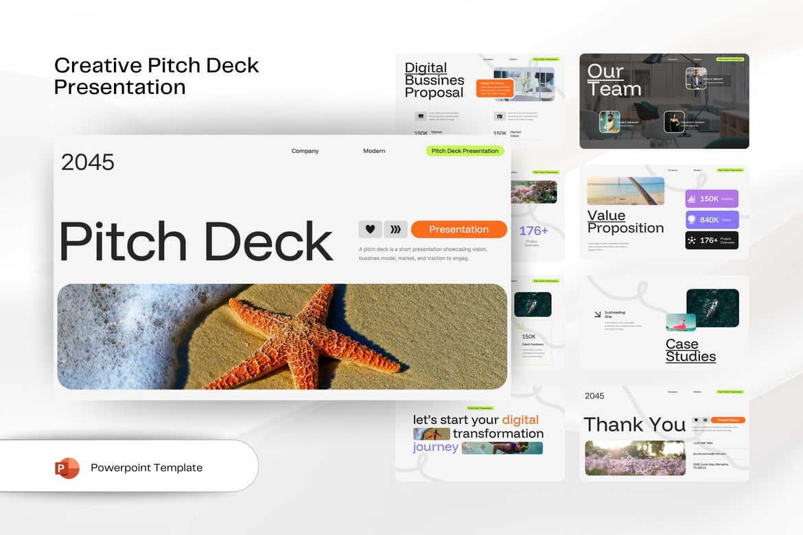 Template Presentasi Pitch Deck PowerPoint Modern dan Menarik