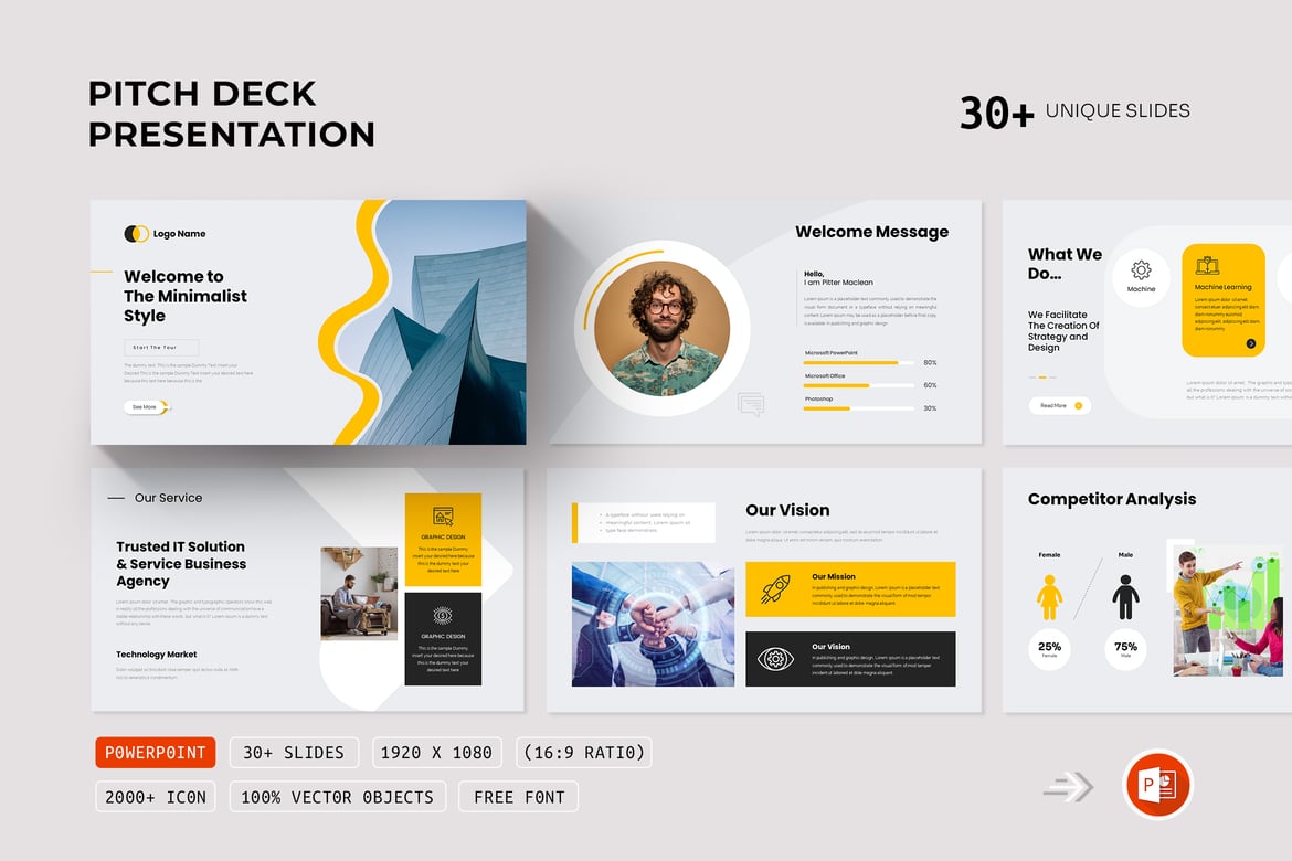 Template Presentasi PowerPoint Pitch-Deck yang Menarik