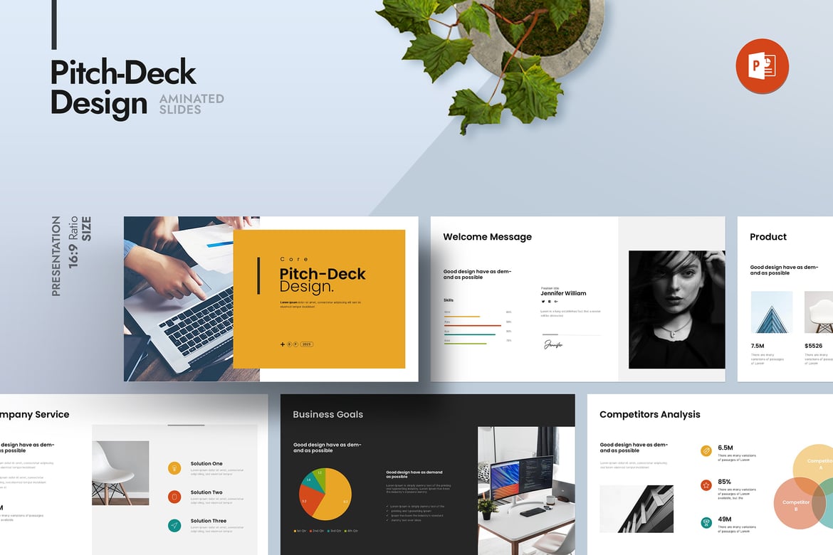 Template Presentasi PowerPoint Pitch Deck yang Modern dan Minimalis