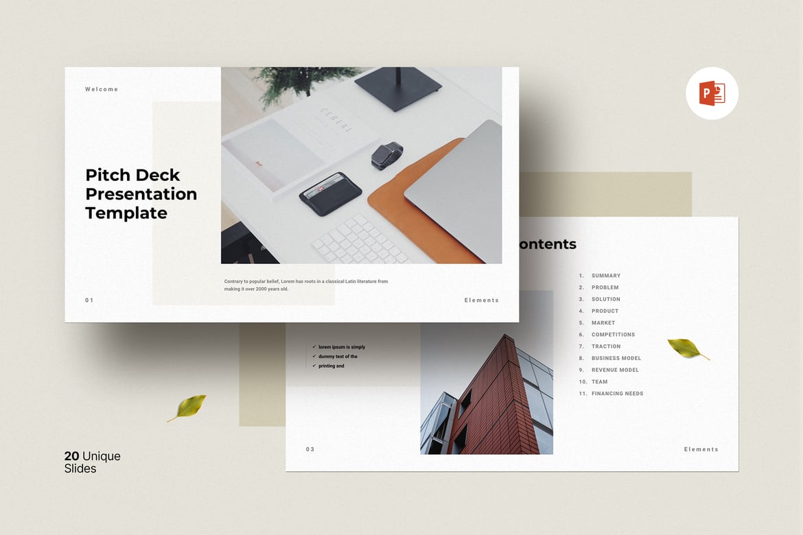 Template PowerPoint Pitch Deck Kreatif dan Minimalis
