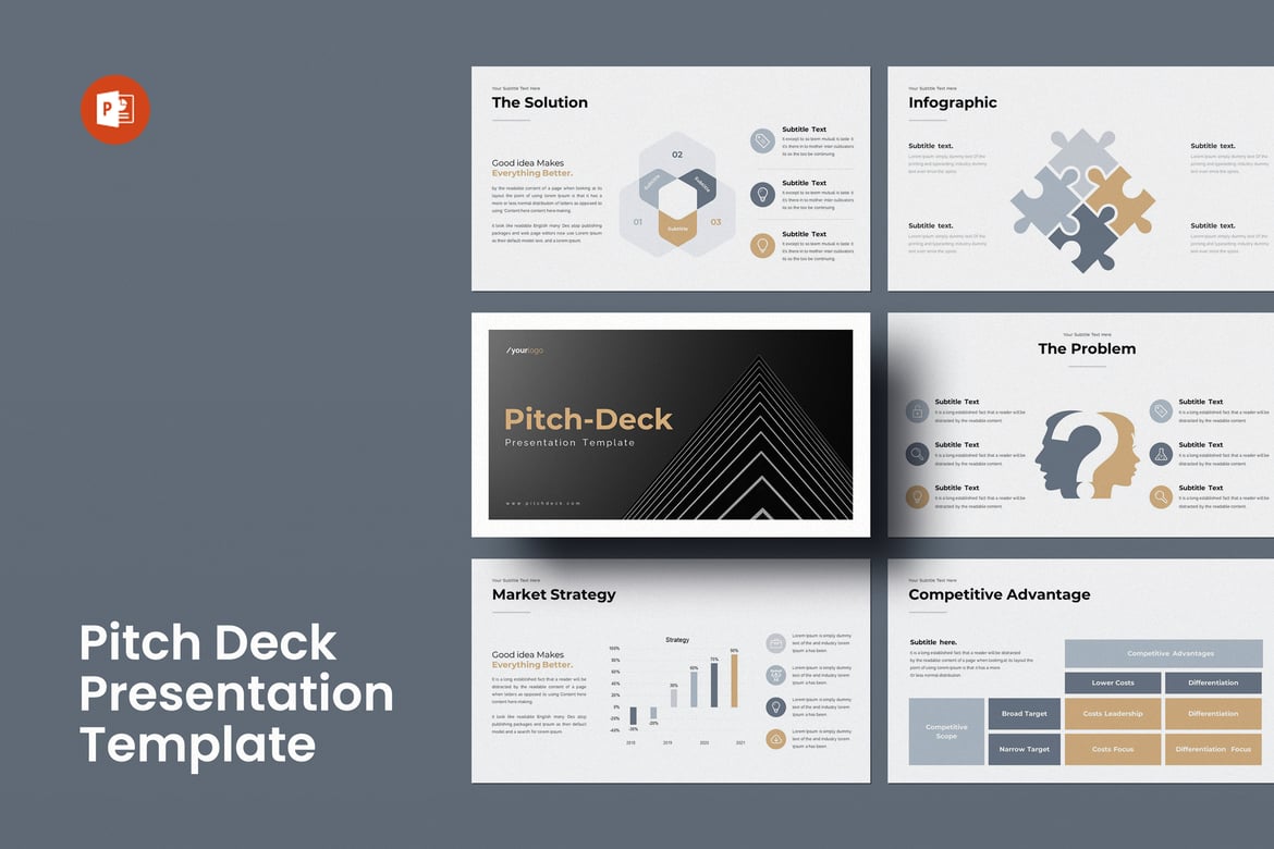 Template PowerPoint Pitch Deck Profesional dan Minimalis