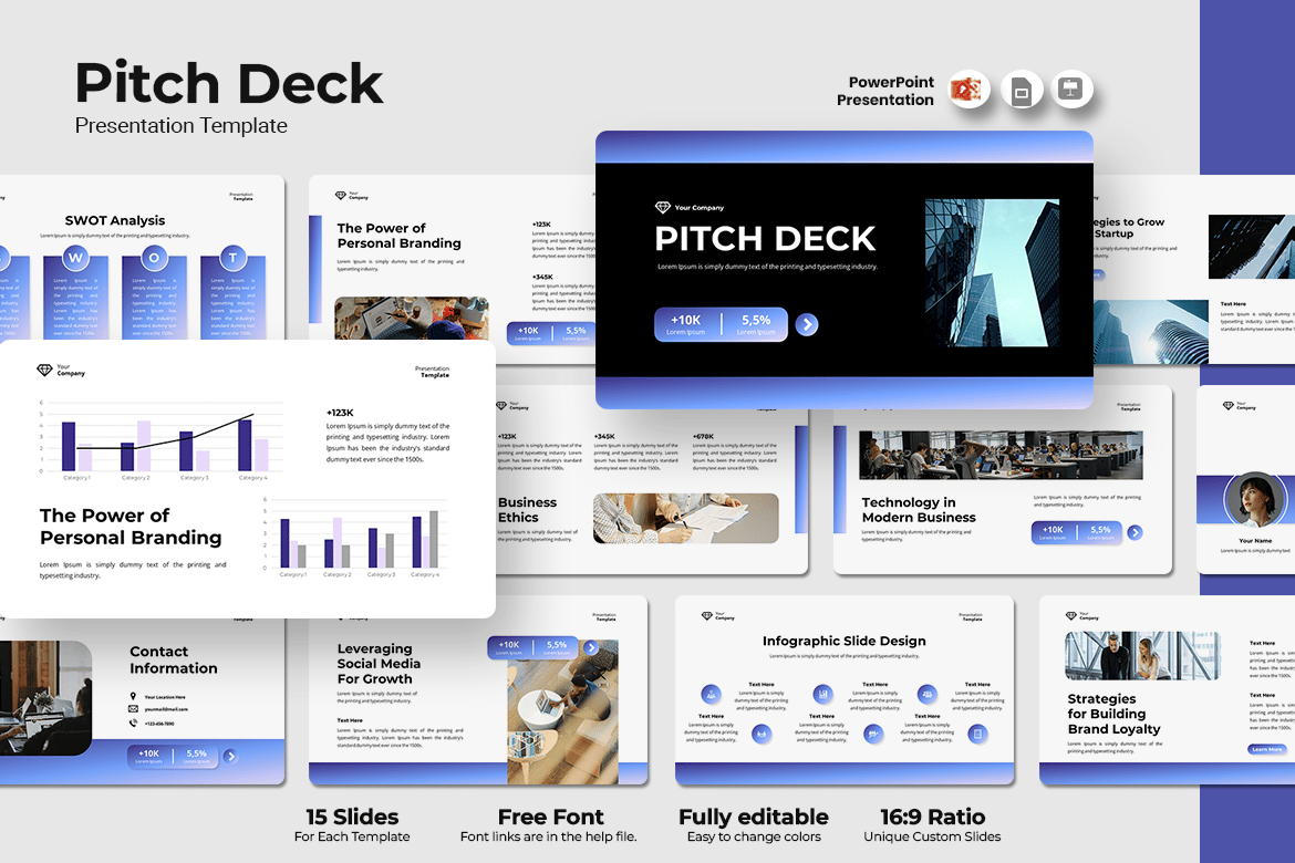 Template PowerPoint Presentasi Pitch Deck Menarik dan Profesional