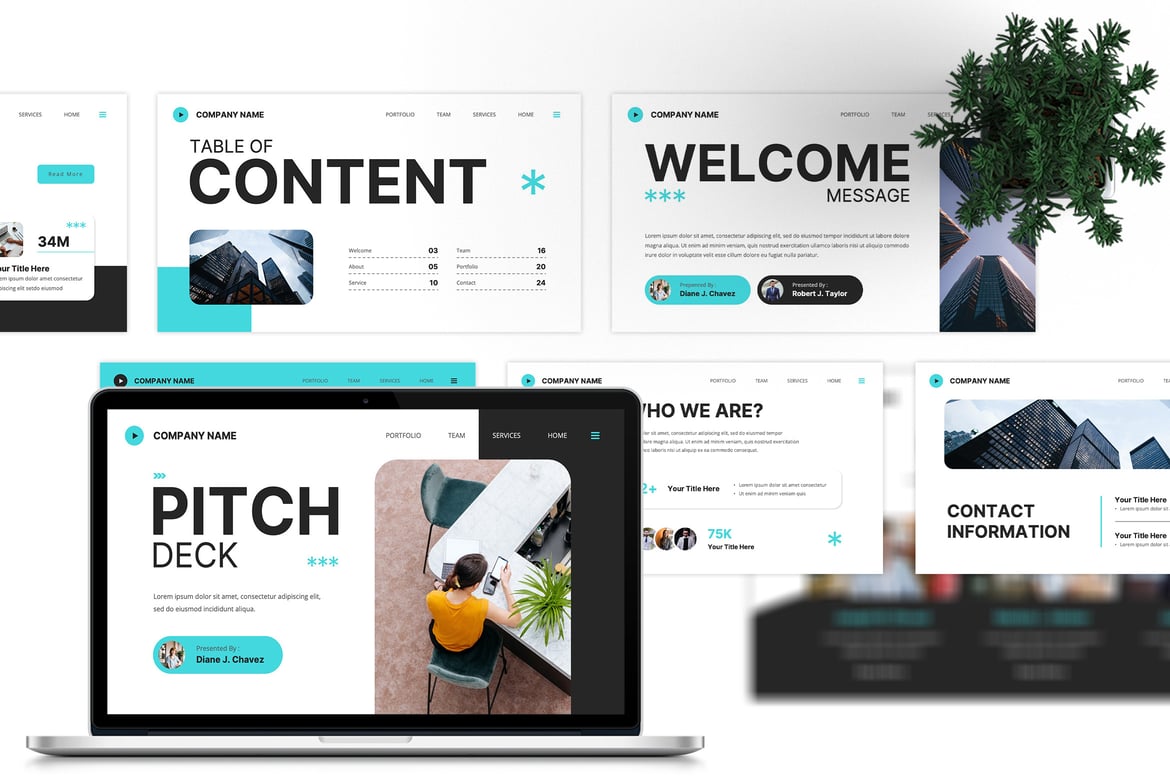 Template PowerPoint Pitch Deck Kreatif dan Modern
