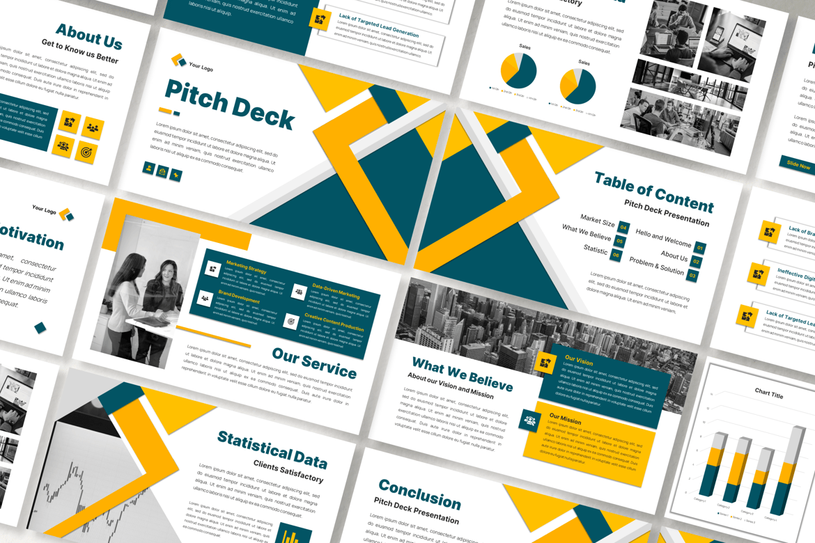 Template PowerPoint Presentasi Pitch Deck Modern dan Profesional