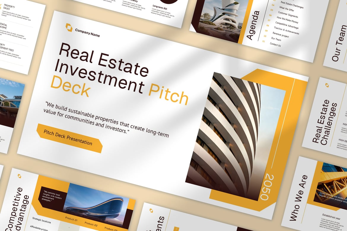 Template PowerPoint Presentasi Real Estat yang Profesional dan Modern
