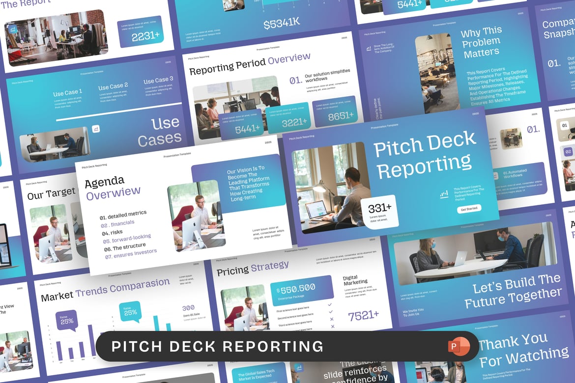 Template Presentasi PowerPoint Laporan Pitch Deck yang Menarik