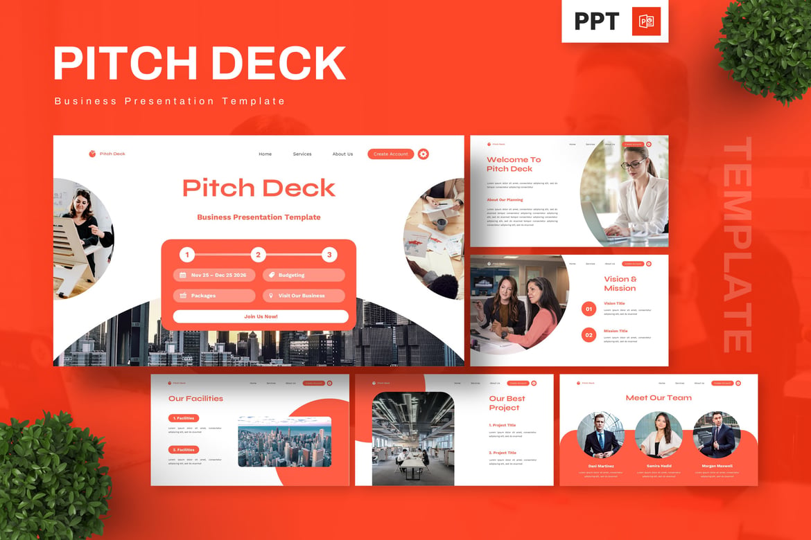 Template Presentasi Bisnis Pitch Desk - PowerPoint Berkualitas Tinggi