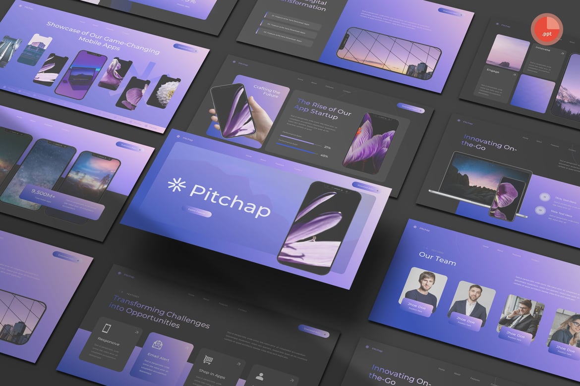 Pitchap - Template PowerPoint untuk Showcase Aplikasi Mobile & Startup