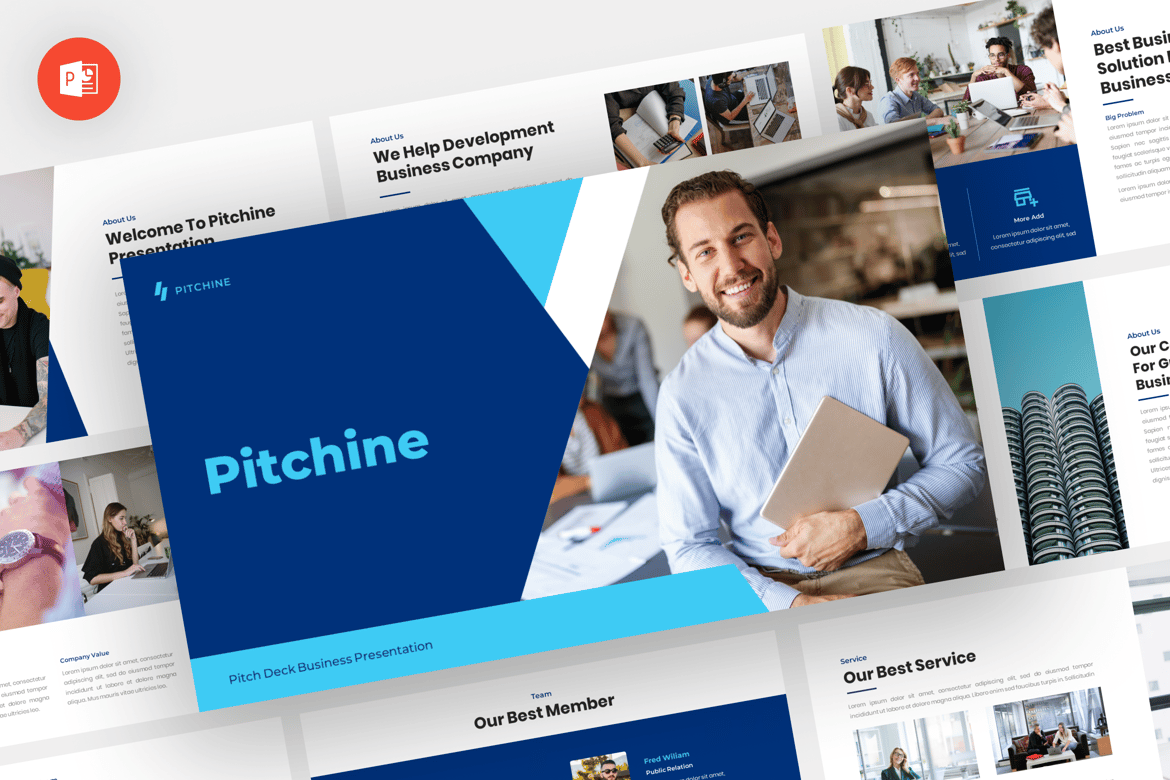 Template PowerPoint Pitchine - Solusi Presentasi Profesional Anda
